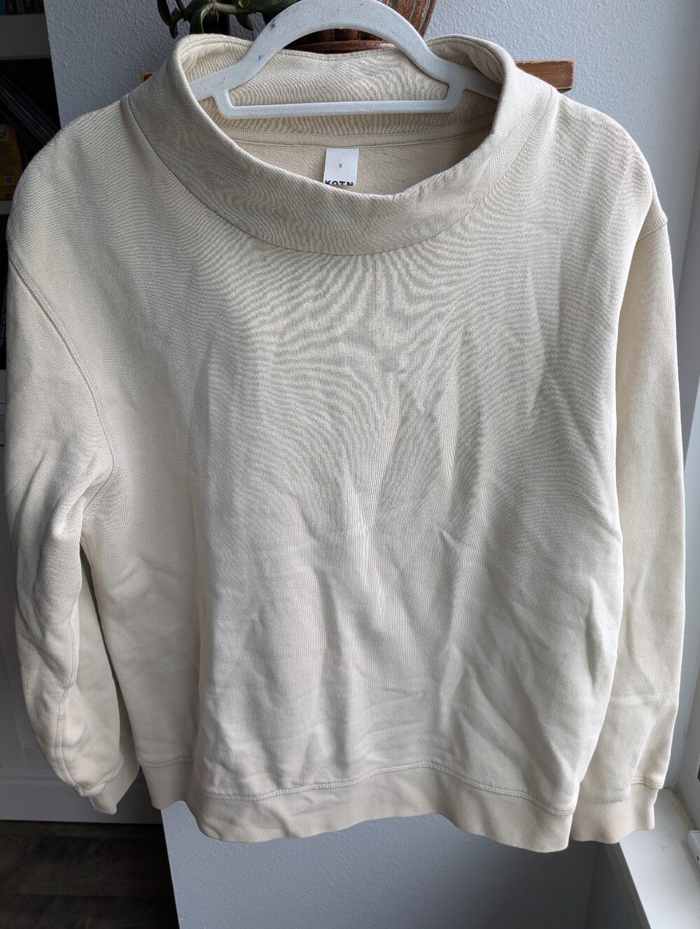 KOTN 100% Cotton Mockneck Sweatshirt Cream Off White Minimalist Sustainable - S